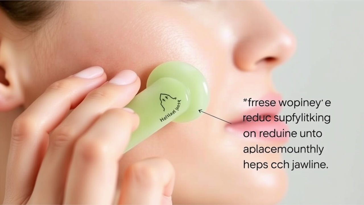 jade gua sha tool in use