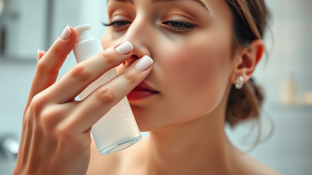 Applying hydrating toner to skin pores