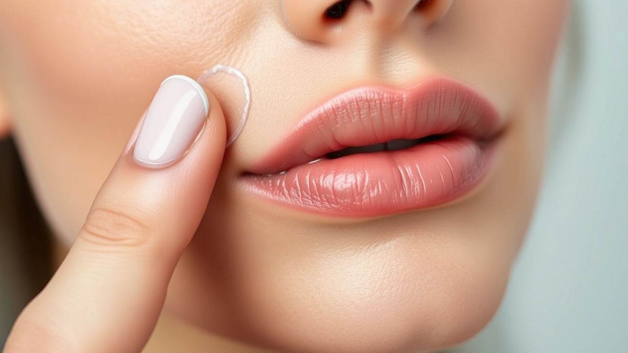 Applying gentle retinol serum to sensitive skin