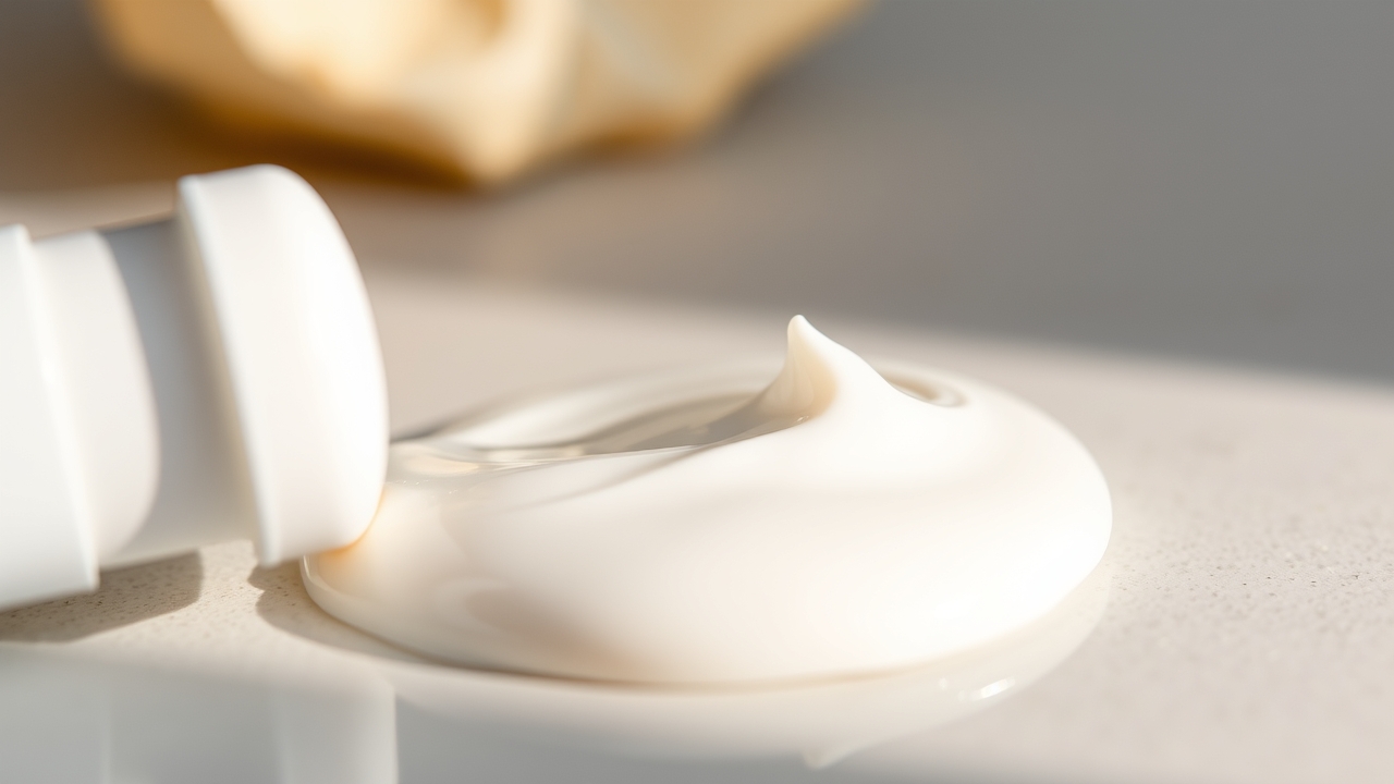 Texture of an exfoliating body cream for smooth skin