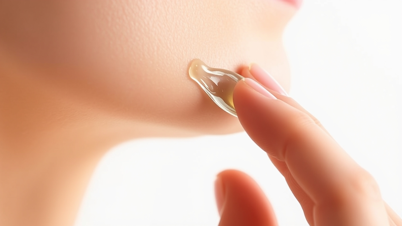 Close-up of anti aging peptides application